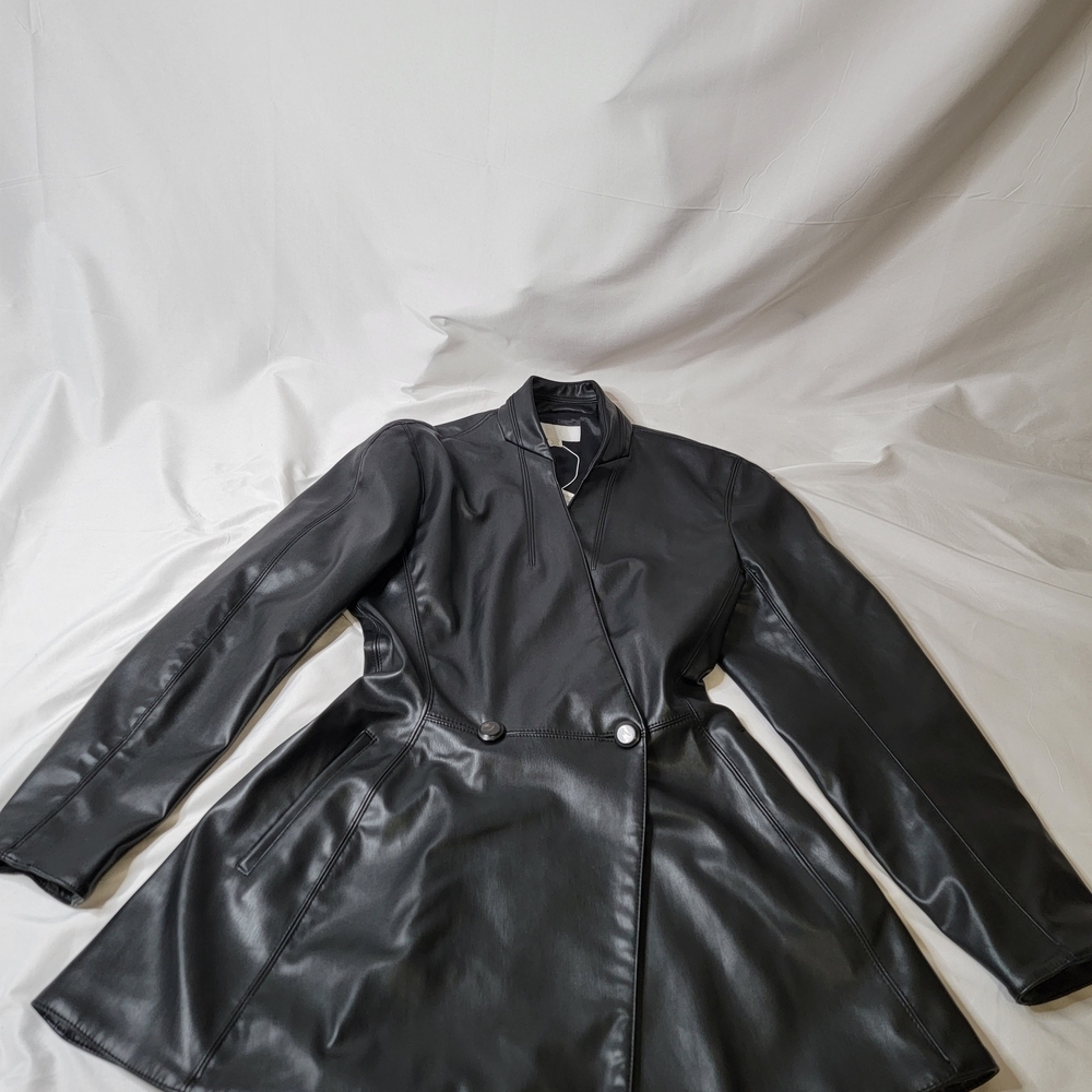 Zara FITTED FAUX LEATHER BLAZER - Picture 3 of 6
